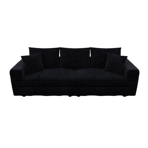 Deep Seat Convertible Sofa With Soft Pillows And Ottomans
