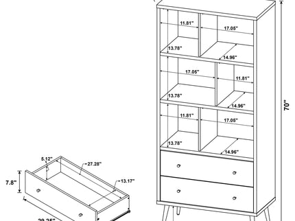 Minerva - 3 Shelf Bookcase With Drawers - Natural