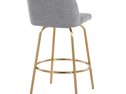 Toriano - Contemporary, Fixed Height Counter Stool With Swivel With Round Footrest (Set of 2)