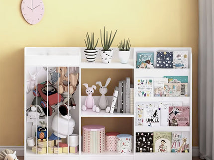 Bookshelf And Toy Storage, 3 Tier Montessori Bookcase With Stuffed Animal Organizer - White