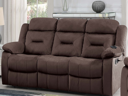 Modern Recliner Sofa With Pillow Arms, Plush Backrest, Horizontal Tufting, USB Charging Port