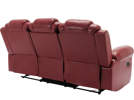Home Theater Seating Manual Recliner Chair With Center Console And Led Light Strip For Living Room