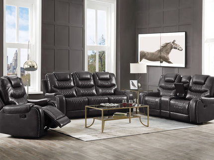 Braylon - Magnetite Synthetic Leather Manual Recliner Sofa - Brown