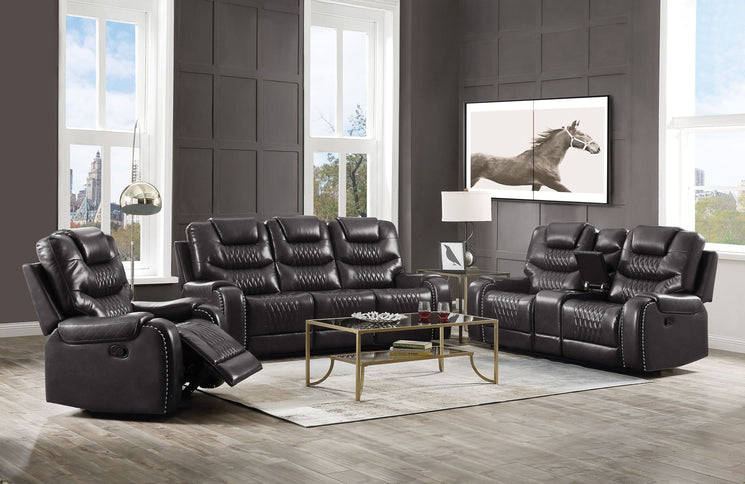 Braylon - Magnetite Synthetic Leather Manual Recliner Sofa - Brown