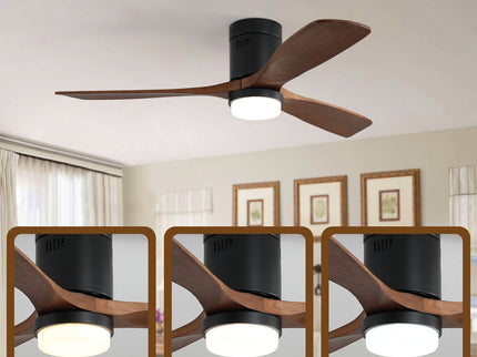 Indoor Ceiling Fan With Lights, Reversible DC Motor, Remote Control - Black