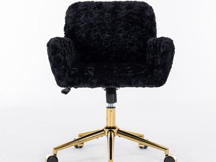 Office Chair, Artificial Rabbit Hair Home Office Chair With Metal Base, Adjustable Desk Chair Swivel Office Chair, Vanity Chair