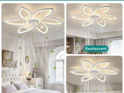30" Flower 6 Speed Ceiling Fan With Remote Controlled LED Lights, Low Profile Flush Mount Fan