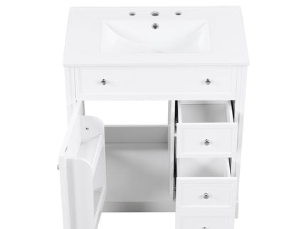 Bathroom Vanity With Sink Top, Cabinet With Door And 2 Drawers - White