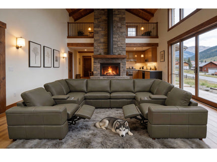 Upholstered Large Arms Sectional With Recliner Seats