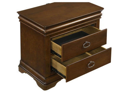 Leonide - 2 Drawer Nightstand With USB Charging And Hidden Storage - Cherry