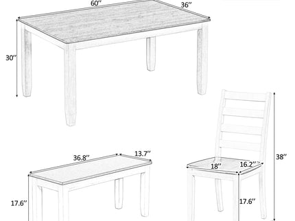 6 Piece Dining Set With 4 Upholstered Chairs & Bench - Walnut