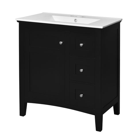 Modern Bathroom Vanity With Sink, 3 Drawer Storage Cabinet