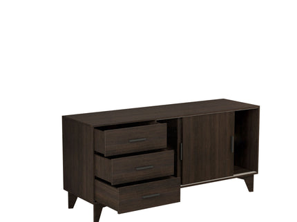 Parker - TV Stand With Sliding Doors And Drawers - Dark Brown