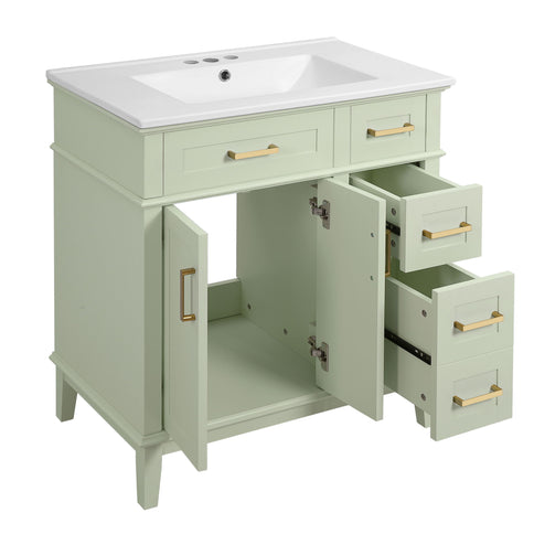 Modern Bathroom Vanity With Ceramic Sink, Soft Close Storage Cabinet