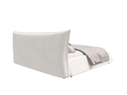 King Size Platform Bed With Special-Shaped Headboard - Cream