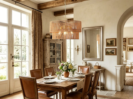 Chandelier, 2 Tier Boho Wabi Sabi Pendant Light, Hanging Ceiling Lamp - Gold