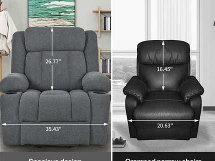 Power Lift Recliner Chair With Extended Footrest, Remote Control, Cup Holders, And Side Pockets