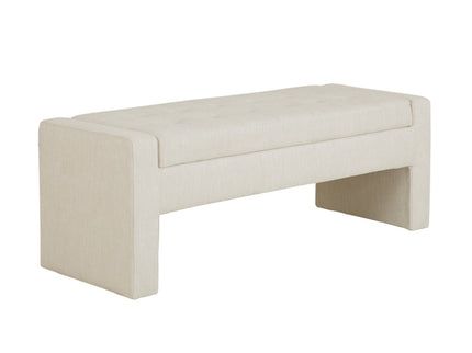 Elegant Soft Close Storage Bench Polyester Upholstery - Cream