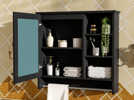 Wall Mount 2 In 1 Mirror Cabinet With Adjustable Shelf, Soft-Closing Hinges