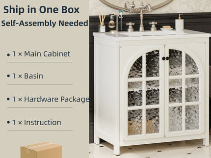 Vintage Farmhouse Bathroom Vanity With Ceramic Sink