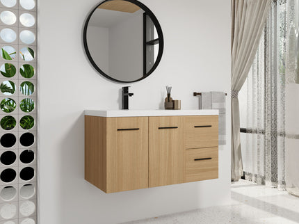 Wall Mounted Floating Bathroom Vanity With Sink, Door & Drawers Modular Cabinet
