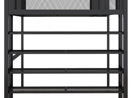 Loft Bed With 4 Tier Shelves And Storage