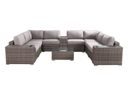 Modern Patio Rattan Sectional Set With Cushions