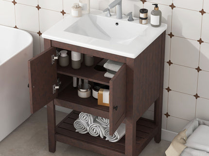Modern Bathroom Vanity With Sink And Open Shelf
