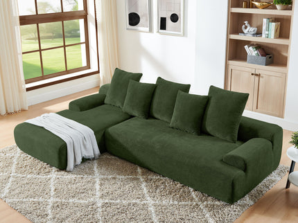 L-Shape Sectional Sofa, Modular Compressed Couch For Living Room Bedroom, 4 Seater - Green