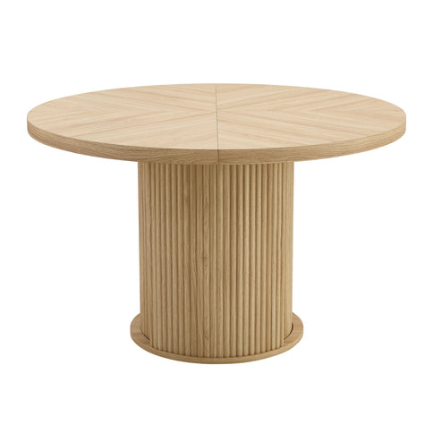 Roman Column Round Dining Table With Double Layer Storage - Wood