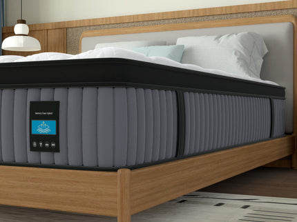 14" King Hybrid Mattress, Memory Foam & Pocket Spring Bed, Cooling, Pressure Relief, Back & Hip Support - Gray / White