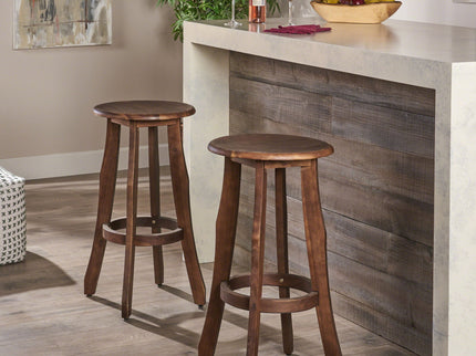 Primrose - Outdoor Acacia Wood Barstools With Foot Rest, (Set of 2) - Dark Brown