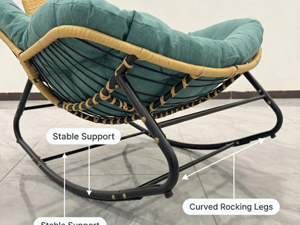 Oversized Papasan Rocking Chair Outdoor With Thick Cushion