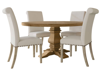 Round Dining Table Set With Upholstered Chairs