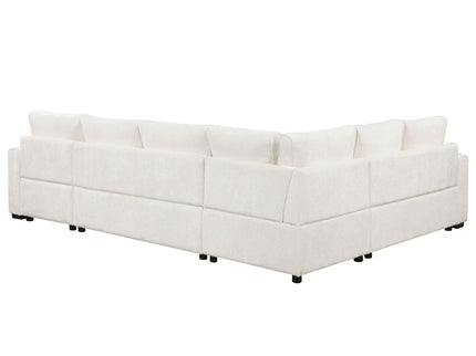 Sectional Sofa Pull-Out Sofa Bed Sleeper With A Storage Ottoman, Three Pillows And Charging Devices For Living Room