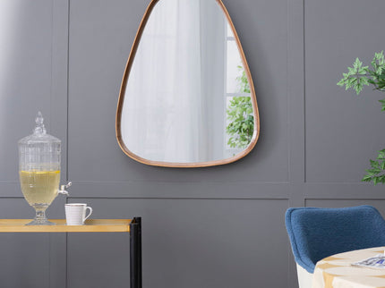 Irrgeular Mirror With Frame, Wall Mirror For Living Room Bathroom Entryway - Brown