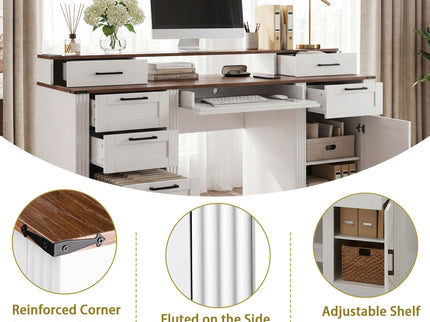 Office Desk With Charging Station & Storage Cabinet
