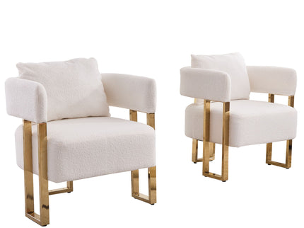 Modern Decorative Chair Teddy Fleece Upholstered And Metal Foot
