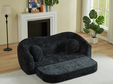 Curved Convertible Sofa, 2 In 1 Frameless Folding Sofa Bed With Pull Out Base And Deep Seat