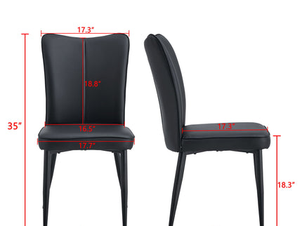 Modern Chair Set 4 Pieces With Vertical Backrest Design For Kitchen And Living Rooms - Black