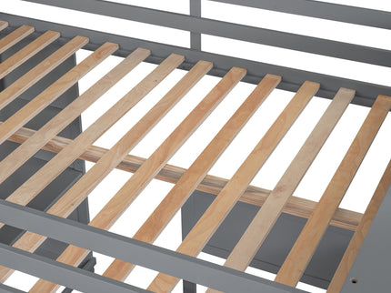 Loft Bed With A Twin Size Standalone Bed, Shelves, Desk, And Wardrobe