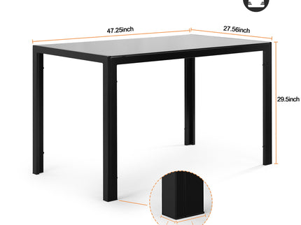 5 Pieces Dining Table Set For 4, Kitchen Room Tempered Glass Dining Table, 4 Faux Leather Chairs - Black
