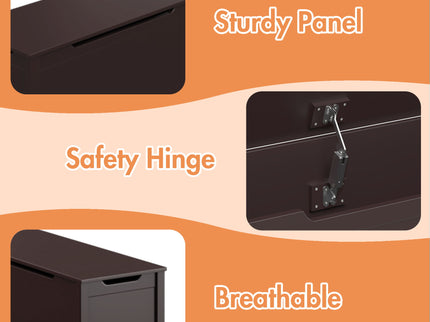 Toy Box Storage With Safety Hinged Lid