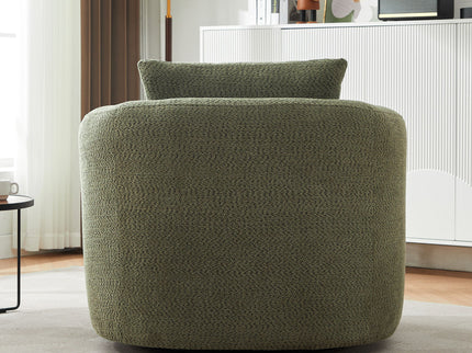 360° Swivel Barrel Sofa Chair With Throw Pillow, Upholstered Accent Chair
