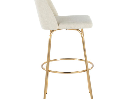 Toriano - Contemporary Fixed Height Barstool With Swivel And Round Footrest (Set of 2)