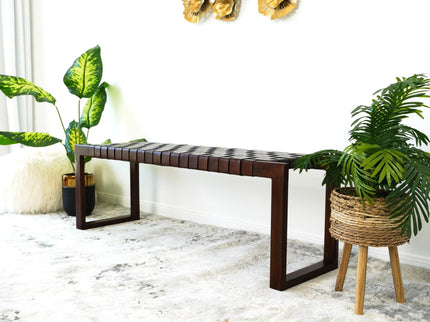 Christina - Bench - Cognac / Dark Brown / Tan