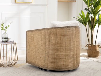 Barrel, Comfy Round Accent Sofa Chair With 360 Degree Swivel, Leisure Arm