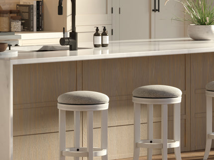 Backless Swivel Stool With Upholstered Seat