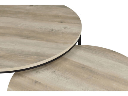 Arrize - 2 Piece Round Nesting Coffee Table Set - Pine Wood