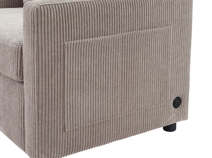 Sleeper Sofa With Foldable Mattress, USB Ports, Side Table & Storage Pocket